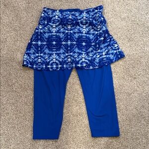 Coolibar Blue and White Skirted swim Leggings - worn once